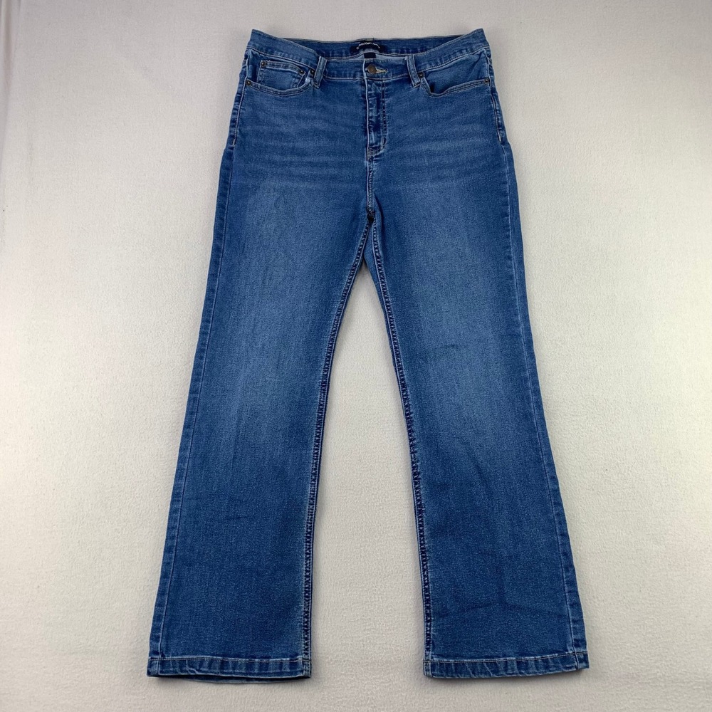 Calvin Klein Jeans Bootcut Womens 14P/32 Dark Wash Denim Retro Fade Comfort Flex